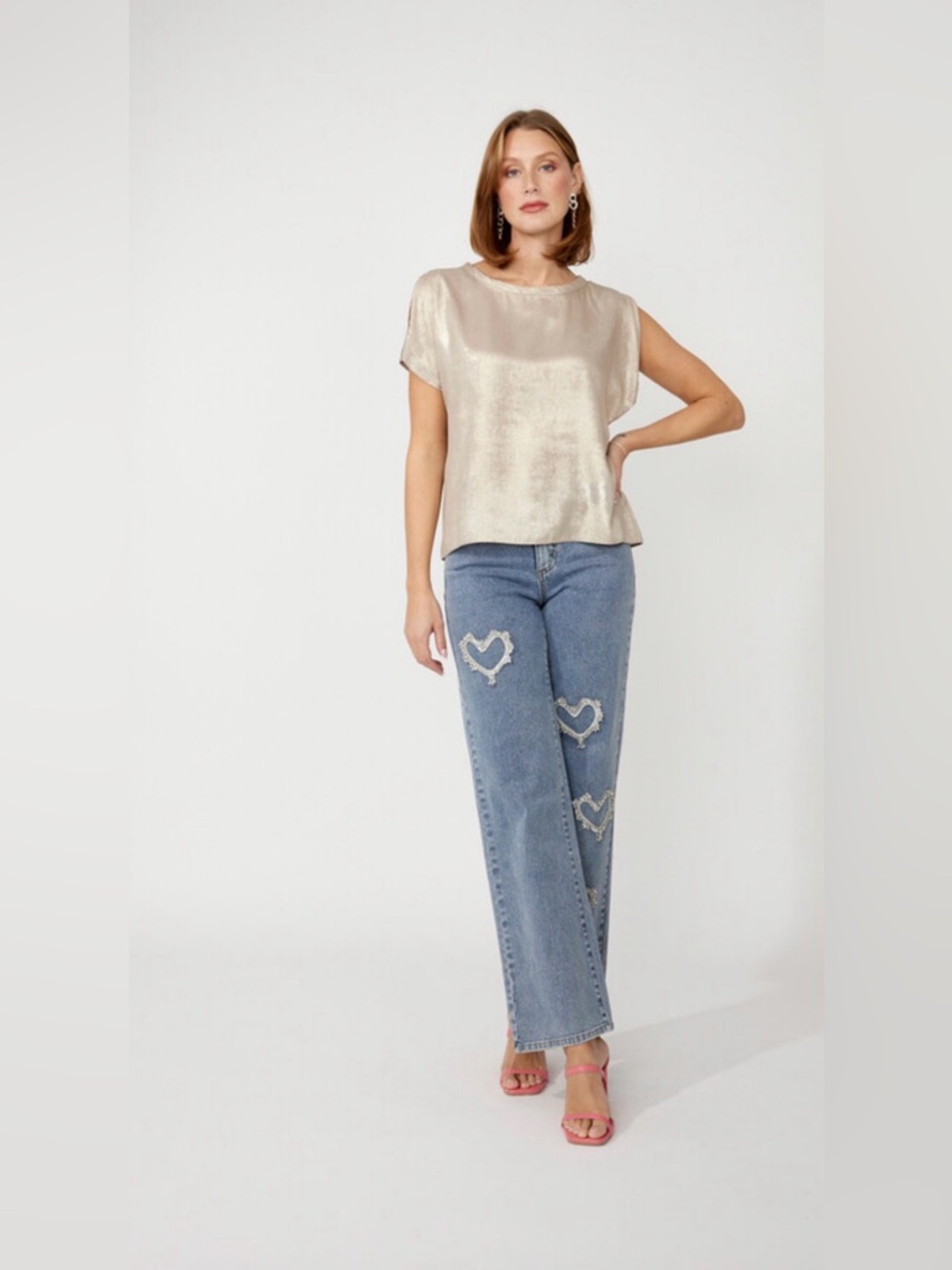 Metallic Crew Neck Pullover Style 256399